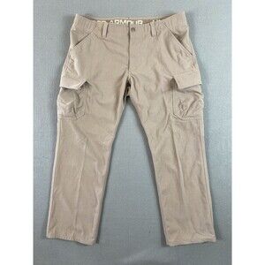 Under Armour Cargo Pants 38x29 Brown Baggy Soft Nylon Hiking Outdoor Tag 38x30